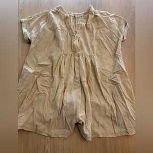 Beige Short Sleeve Romper